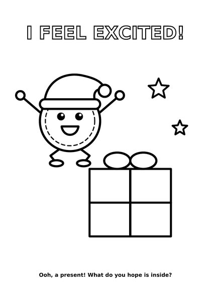 I feel excited colouring page