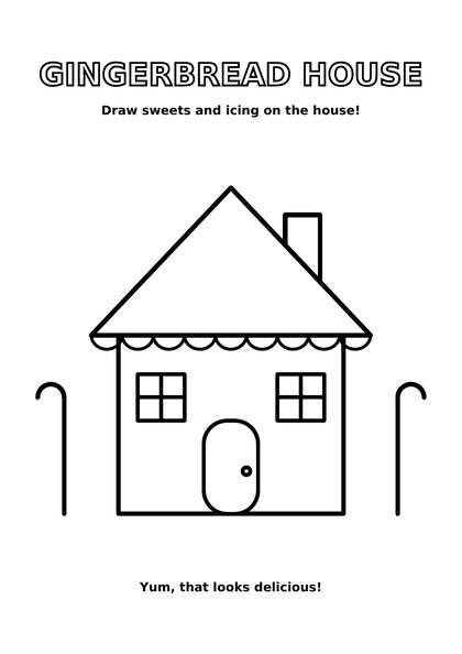 Gingerbread house drawing page