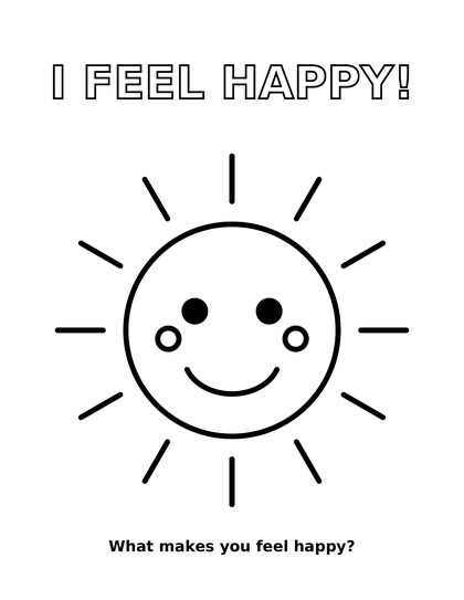 I feel happy colouring page